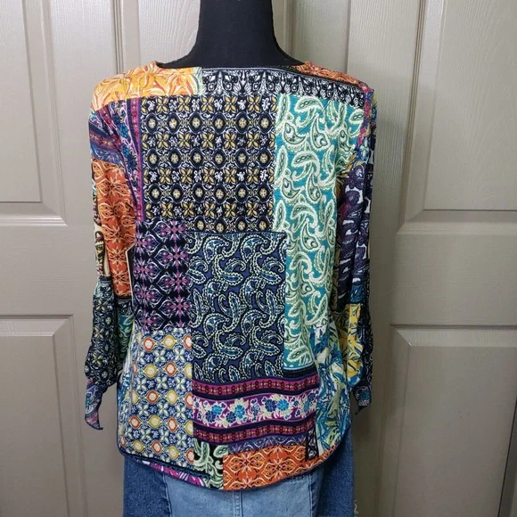 NWT Multiples Colorful Patchwork Women's Top Size Small - Picture 5 of 8